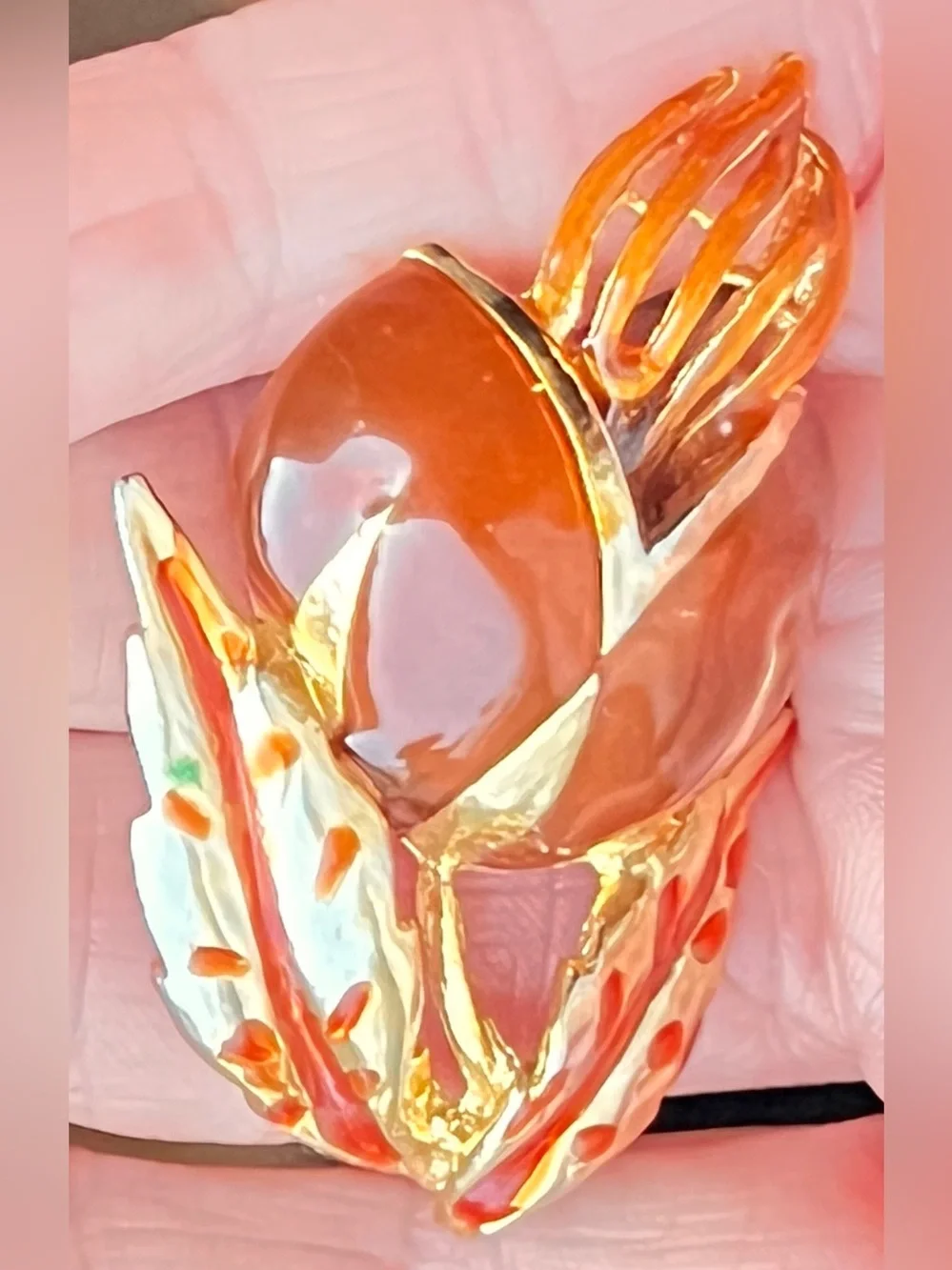 Vtg Signed LISNER Brown Thermoset Plastic Thistle Brooch Pin Mid Century 1950s